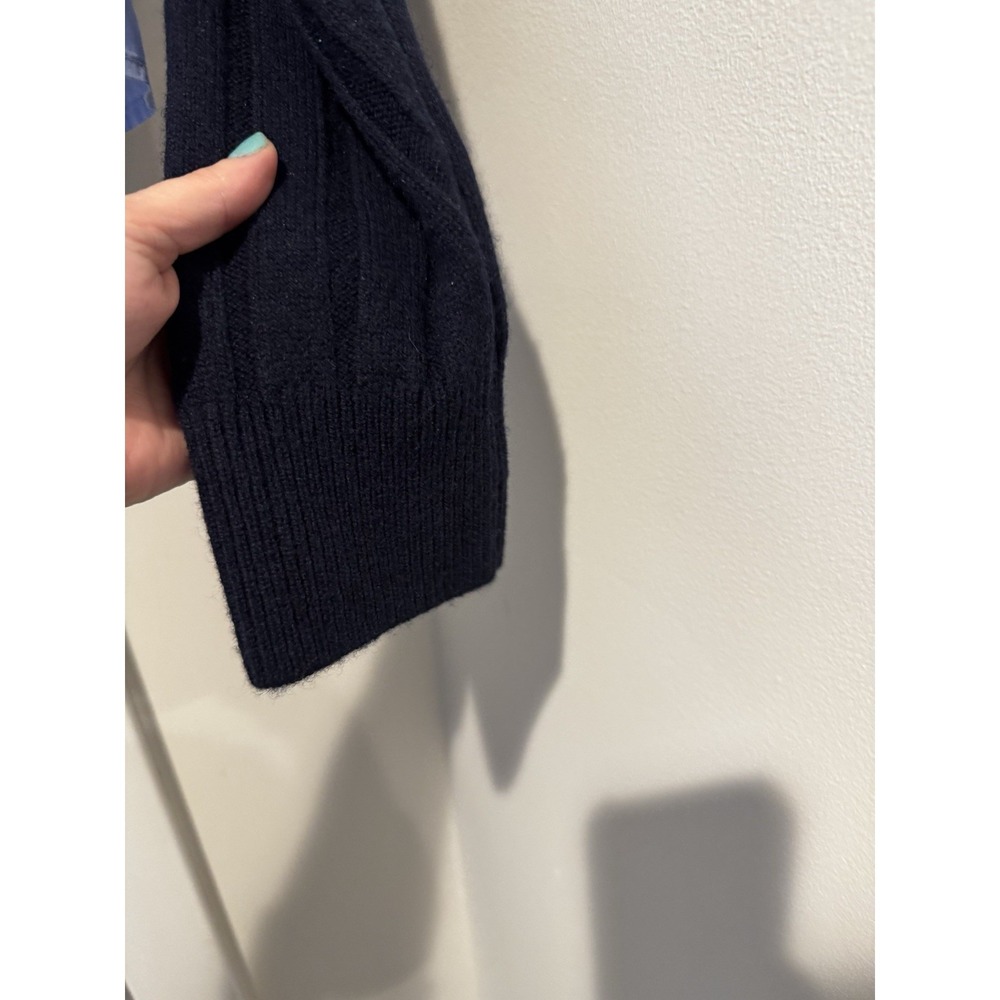 Sandro Women's Cropped Wool cashmere Sweater Navy Layered Size 1 Preppy - Picture 7 of 12